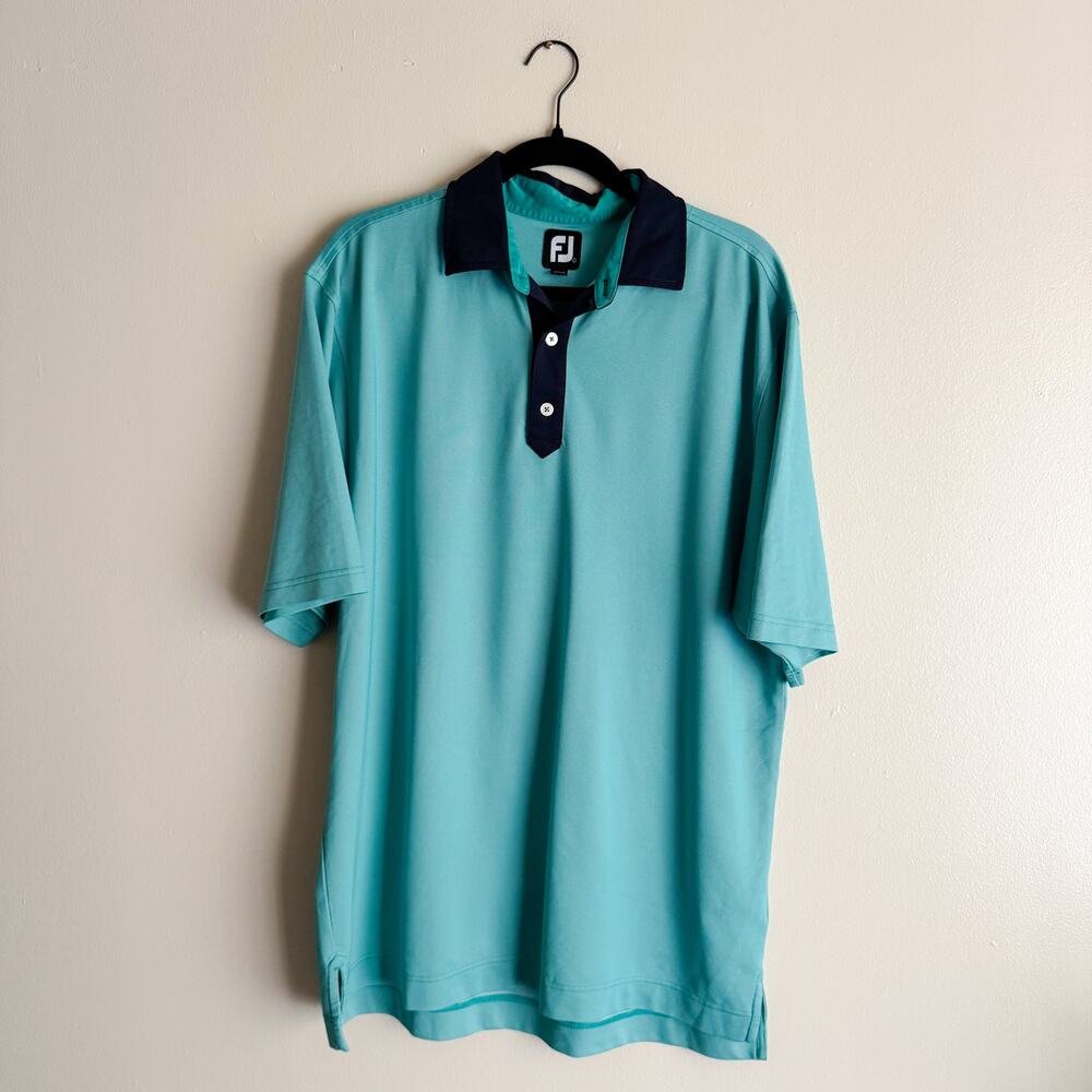Foot Joy Aqua Blue Short Sleeve Polo - Large